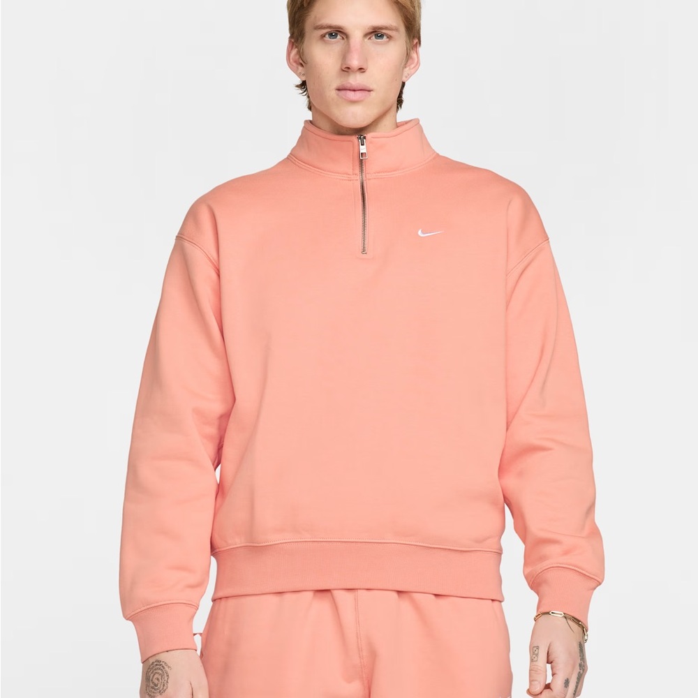 Nike Solo Swoosh Fleece Quarter-Zip Top Apricot DQ5209-844 Men’s Size Large